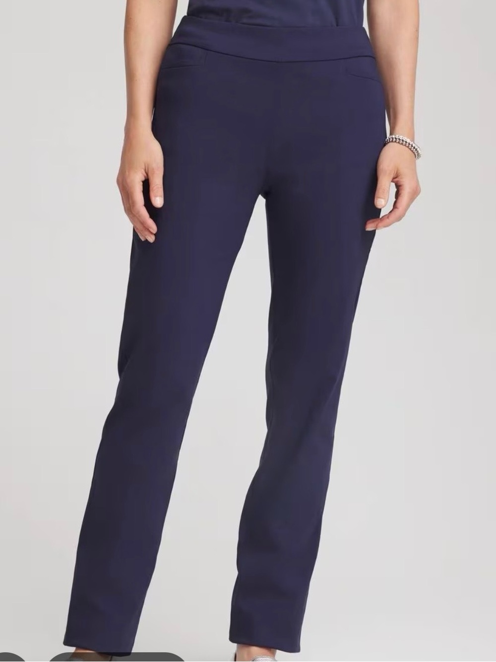 Chicos Stretch Straight-Leg Pants - Navy